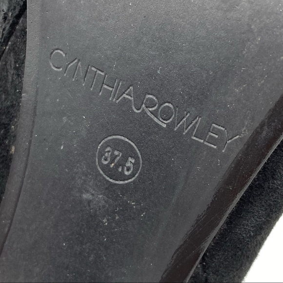 Cynthia Rowley-Black Suede Leather Round Toe Heel Mindy Bootie 37.5 / 7.5 US - Picture 7 of 8